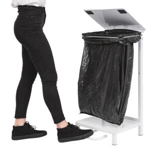 Free Standing Pedal Sack Holder - White