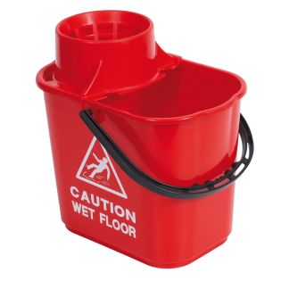 Heavy Duty Mop Bucket with Wringer Red 15L