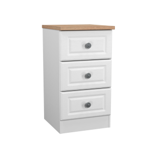 Cedar 3 Drawer Bedside in White Ash and Bardolino Oak