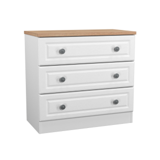 Cedar 3 Drawer Wide Chest in White Ash and Bardolino Oak