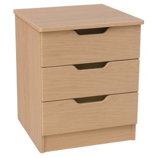 Europa Couture: 3 Drawer Bedside with Lockable Top Drawer-Light Oak
