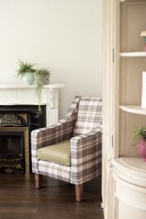 Hilton Green Check High Back Chair