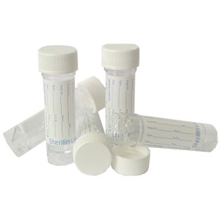 Urine Sample Specimen Pot 30ml White Lid and Label 