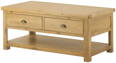 Portland Grand Coffee Table with 2 Drawers - Oak