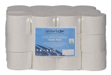Toilet Tissue 2Ply White Coreless 100M