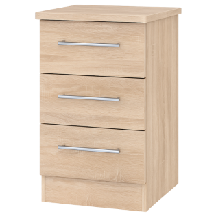 Europa Urban: 3 Drawer Bedside with Lockable Top Drawer-Bardolino