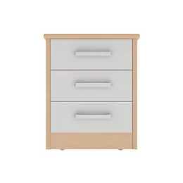 Voyage 3 Drawer Bedside in Lissa Oak with Cream Drawers