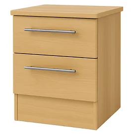 Europa Urban 2 Drawer Bedside with Lockable Top Drawer-Modern Oak