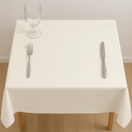Plain Polyester Tablecloth, 54in Square, Ivory