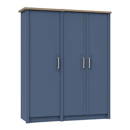 Signet Triple Wardrobe in Alby Blue and Mountain Oak