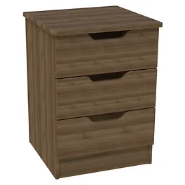 Europa Couture: 3 Drawer Bedside with Lockable Top Drawer-Walnut